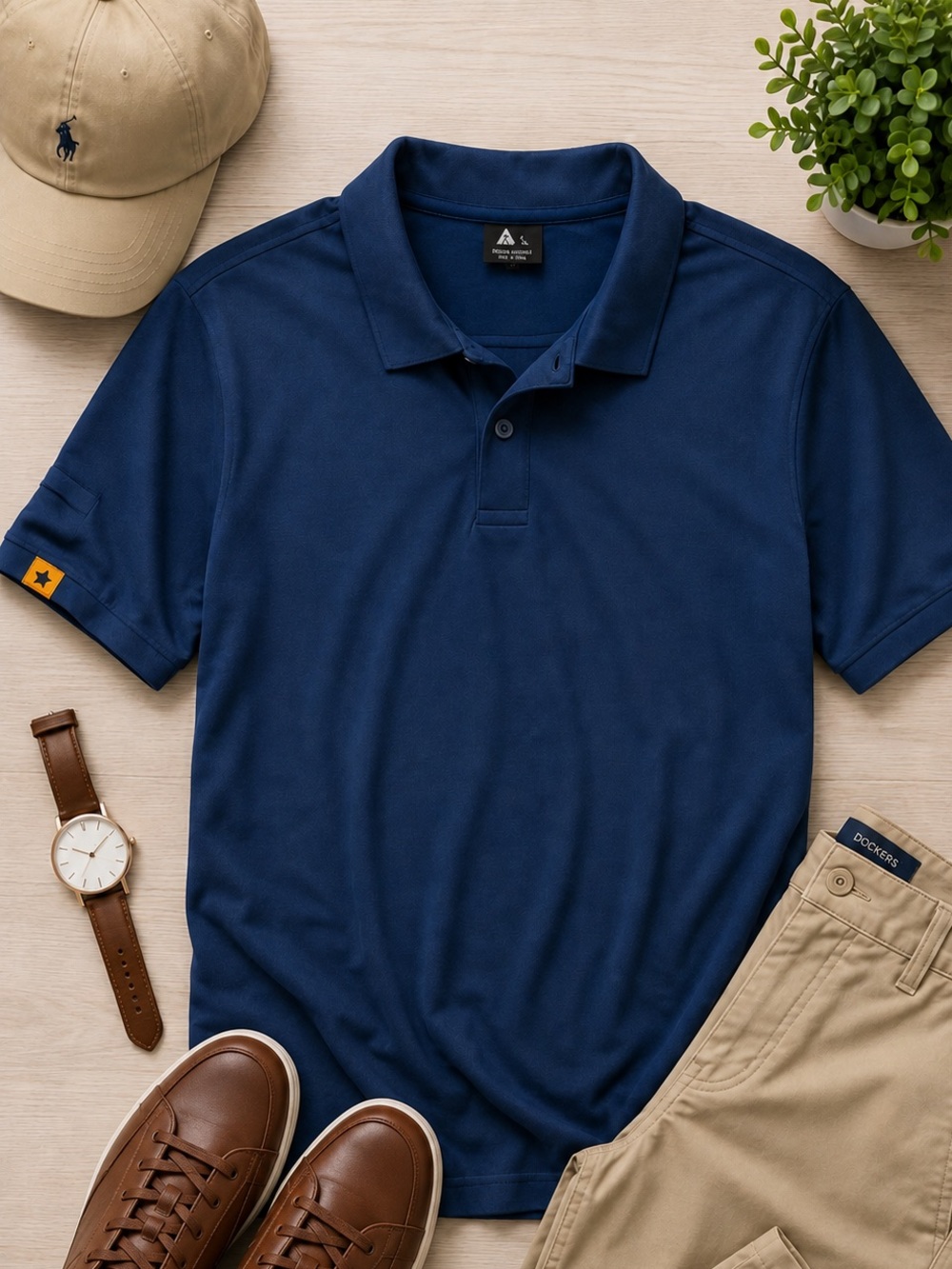 Men’s Navy Blue Polo Shirt - Short Sleeve Collared Top